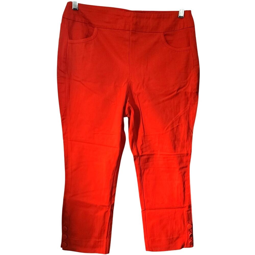 Soft Surroundings Orange Cropped Capri Pull On Pants Petite Size PL